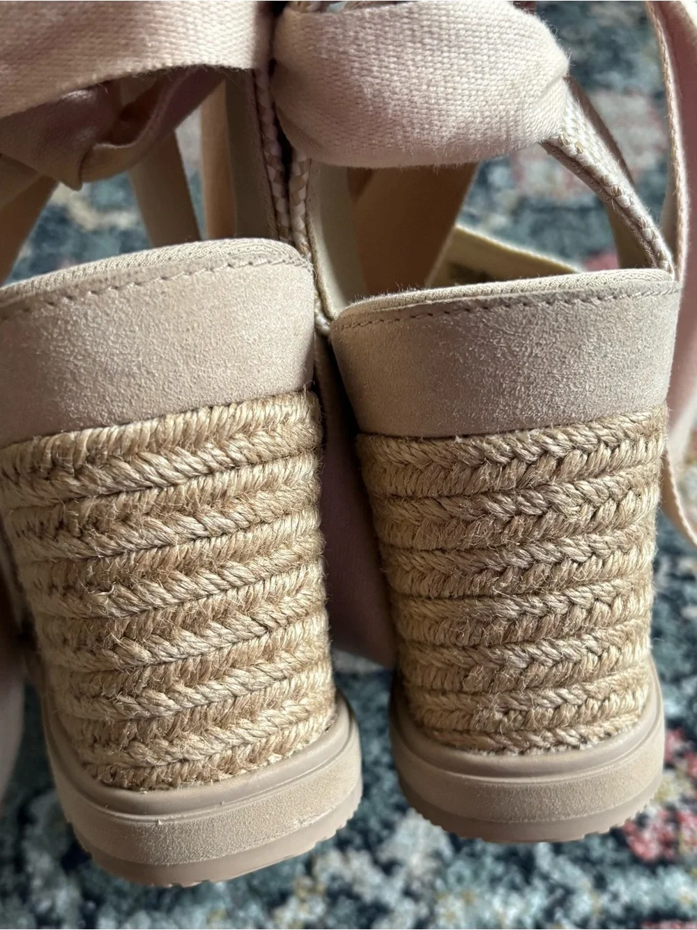 UGG Abbot Ankle Wrap Wedge Sandals in Driftwood Sz 9.5